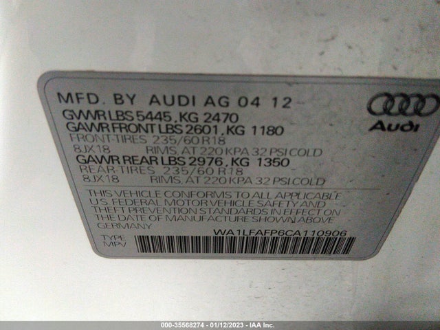 WA1LFAFP6CA110906 Audi Q5 2.0t Premium Plus