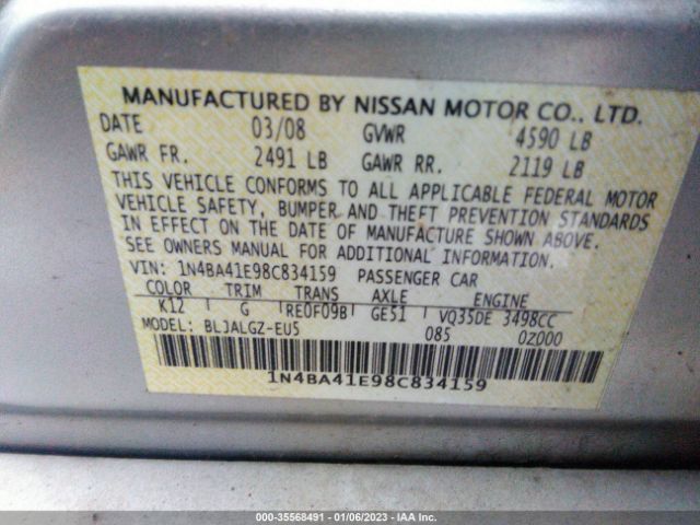 1N4BA41E98C834159 Nissan Maxima 3.5 Sl