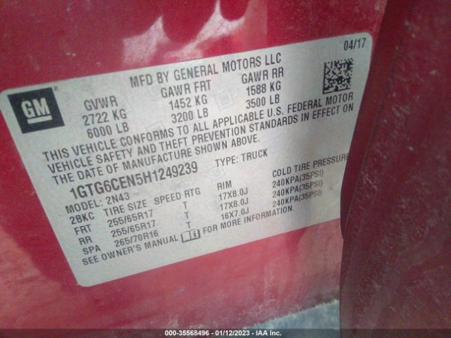 1GTG6CEN5H1249239 GMC Canyon 4wd Sle