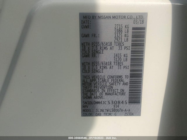 2018 Infiniti QX60, VIN: 5N1DL0MM4JC530845