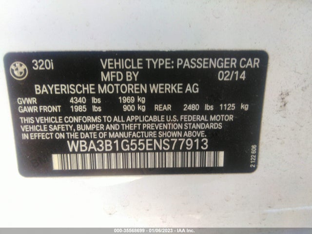 BMW 3 Series 2014 WBA3B1G55ENS77913 Image 10