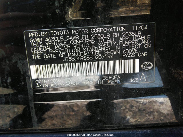 JT8BD69S650207194 Lexus GS 300