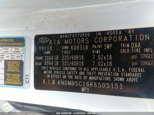 2019 Kia Sedona, VIN: KNDMB5C16K6505151