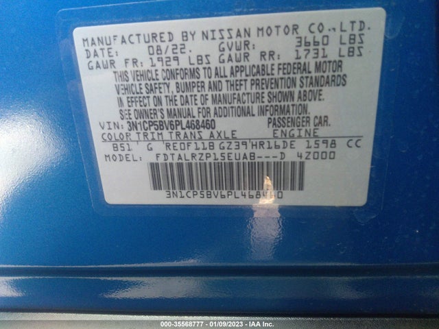 2023 NISSAN KICKS S VIN: 3N1CP5BV6PL468460