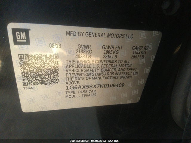 2019 Cadillac CTS, VIN: 1G6AX5SX7K0106409