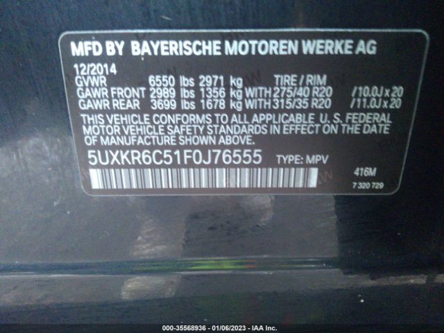 5UXKR6C51F0J76555 BMW X5 Xdrive50i