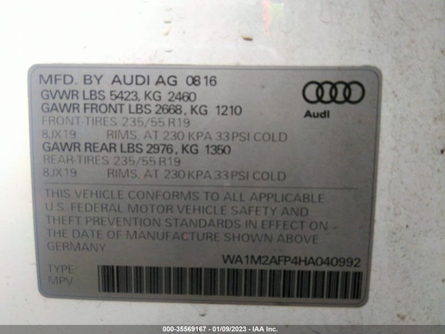 2017 Audi Q5, VIN: WA1M2AFP4HA040992