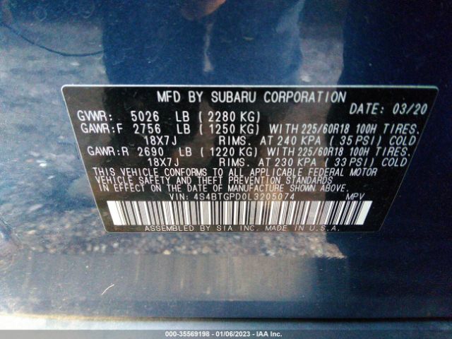 4S4BTGPD0L3205074 Subaru Outback Touring Xt