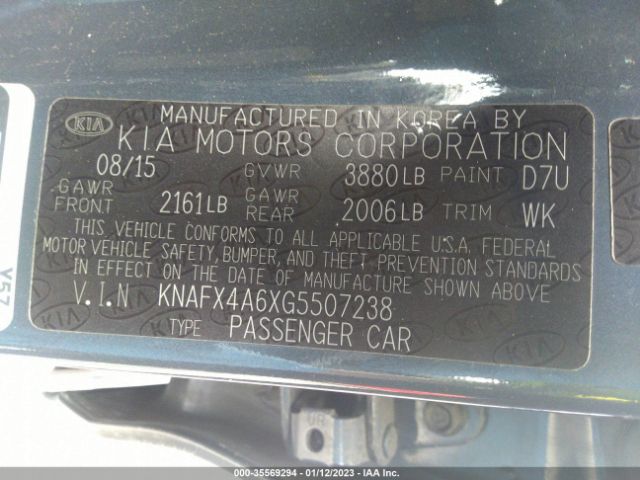 KNAFX4A6XG5507238 KIA FORTE LX