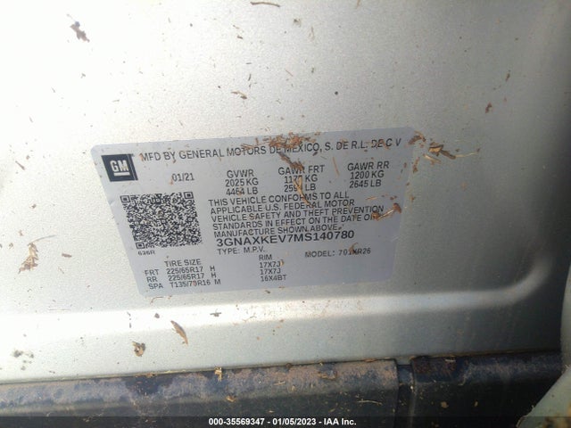 Chevrolet EQUINOX LT 2021 3GNAXKEV7MS140780 Image 9