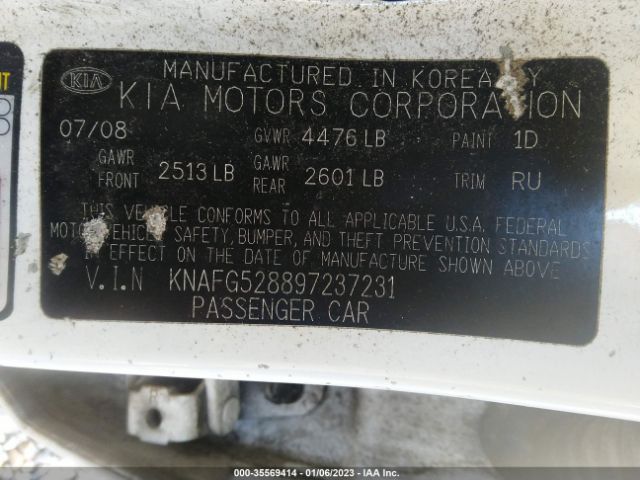 KNAFG528897237231 KIA Rondo Lx