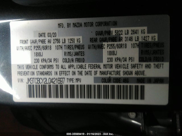2020 Mazda CX-9, VIN: JM3TCBCY2L0421697