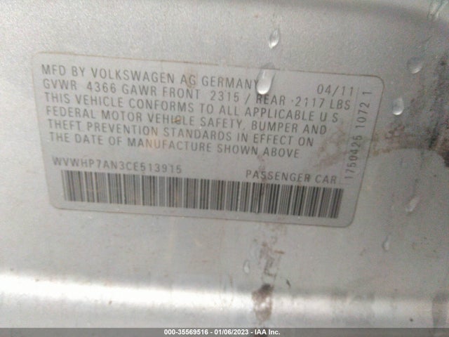 Volkswagen CC 2012 WVWHP7AN3CE513915 Image 10