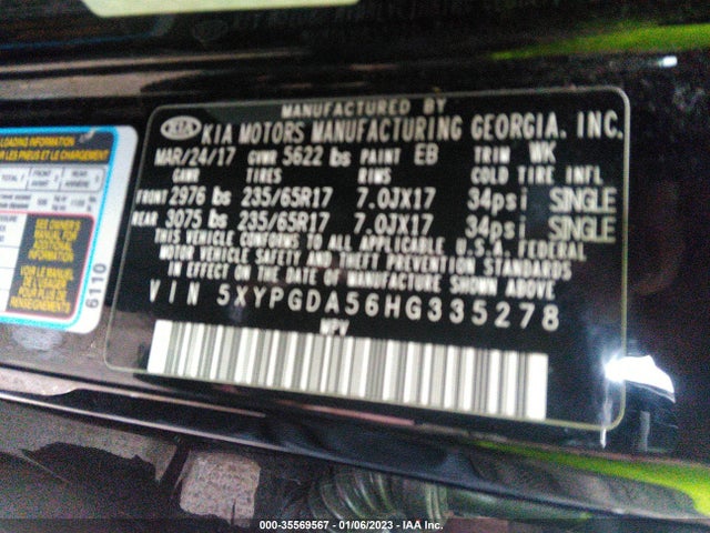 2017 Kia Sorento, VIN: 5XYPGDA56HG335278