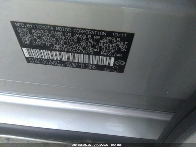 Lexus ES 350 2012 JTHBK1EG8C2476292 Image 10