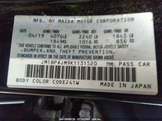 2019 Mazda 3, VIN: JM1BPAJM9K1131520