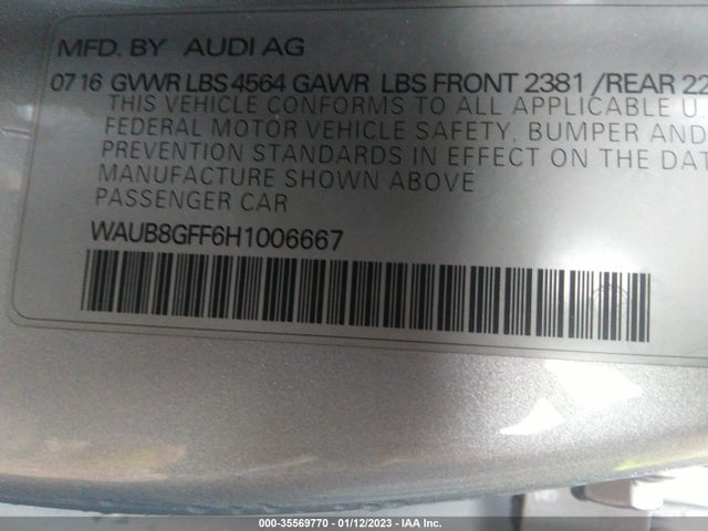 WAUB8GFF6H1006667 Audi A3 Sedan Premium