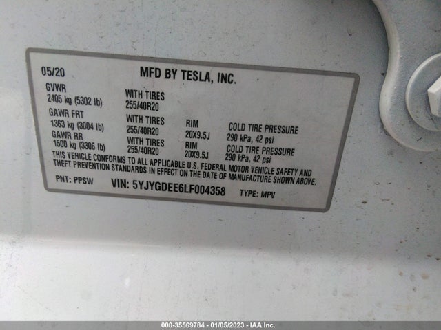 Tesla Model Y 2020 5YJYGDEE6LF004358 Image 9