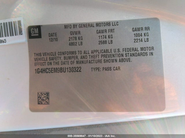 2011 BUICK LUCERNE CXL VIN: 1G4HC5EM9BU130322