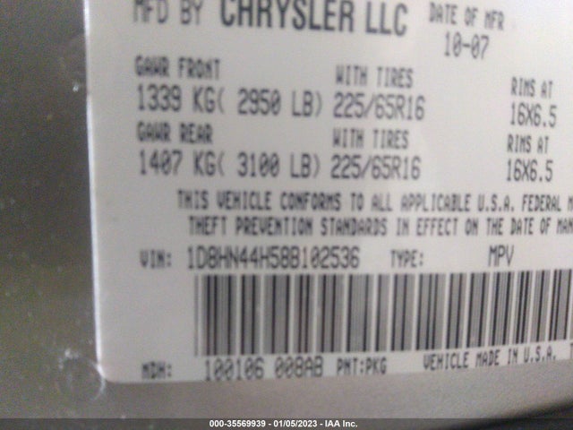 Dodge Grand Caravan Se 2008 1D8HN44H58B102536 Image 10
