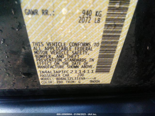 1N4AL3AP3FC211411 Nissan Altima 2.5 Sv