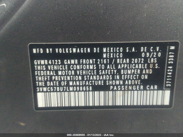 2020 Volkswagen Jetta, VIN: 3VWC57BU7LM098658