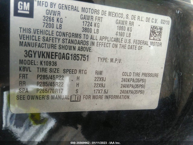 3GYVKNEF0AG185751 Cadillac ESCALADE EXT