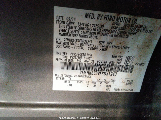 2014 Ford Flex, VIN: 2FMHK6C89EBD31243