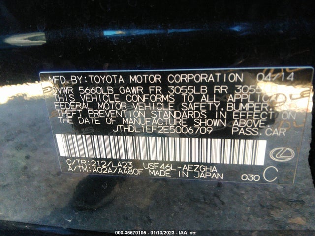 Lexus Ls 460 L 2014 JTHDL1EF2E5006709 Image 10