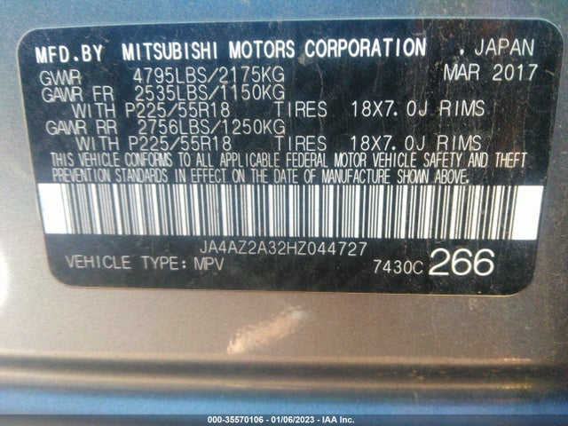JA4AZ2A32HZ044727 Mitsubishi Outlander Es