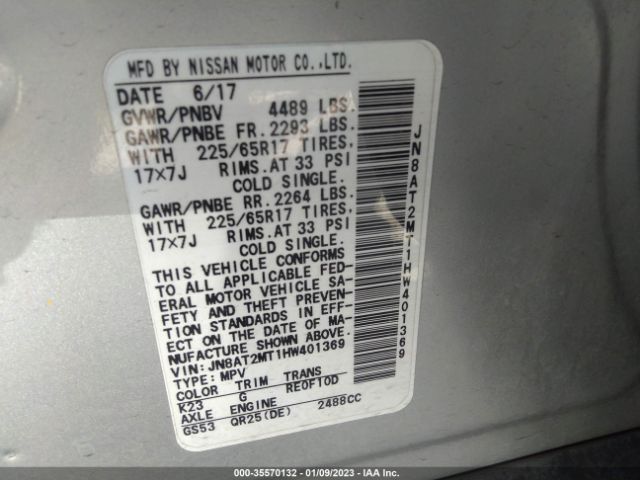JN8AT2MT1HW401369 Nissan ROGUE S