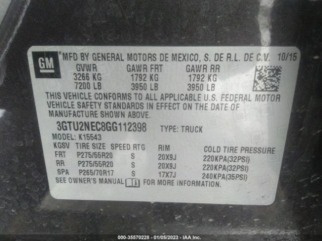 3GTU2NEC8GG112398 GMC Sierra 1500 Slt