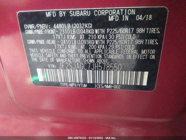 2018 Subaru Forester, VIN: JF2SJAGC7JH578550
