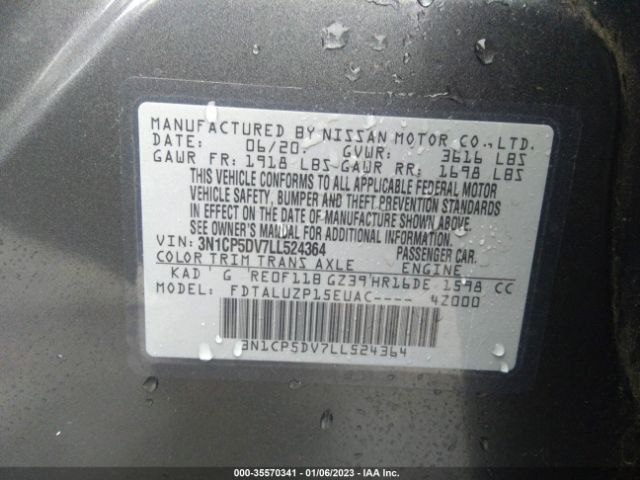 3N1CP5DV7LL524364 Nissan KICKS SR