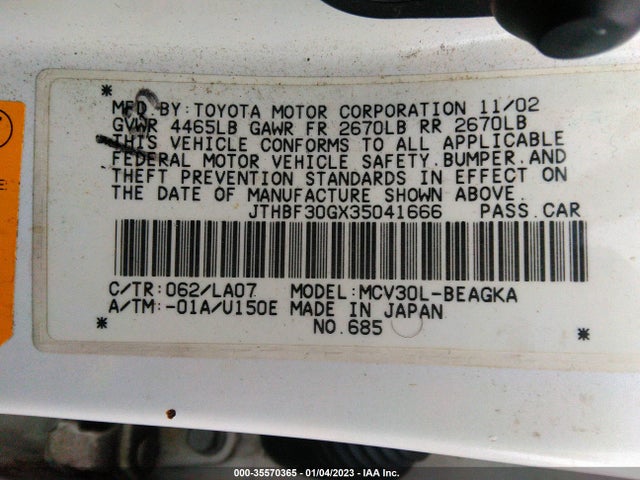Lexus ES 300 2003 JTHBF30GX35041666 Image 10