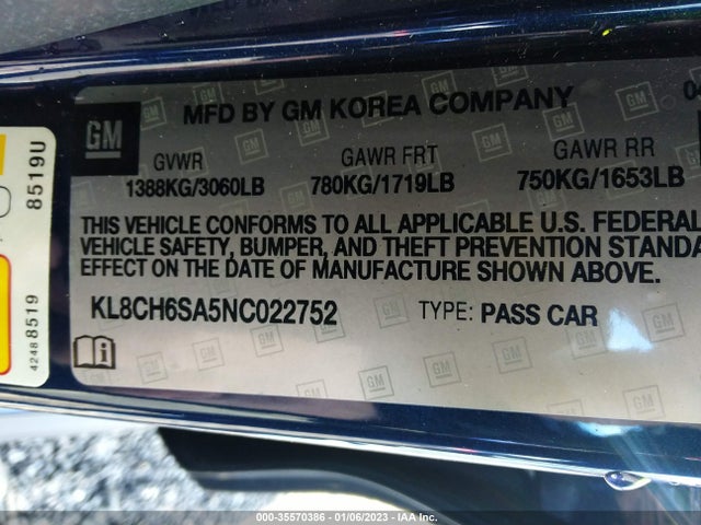 Chevrolet Spark Activ 2022 KL8CH6SA5NC022752 Image 9