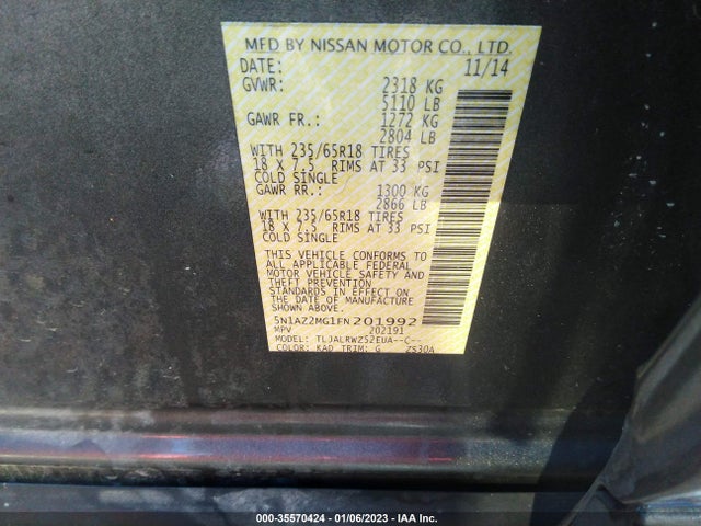 2015 Nissan Murano, VIN: 5N1AZ2MG1FN201992