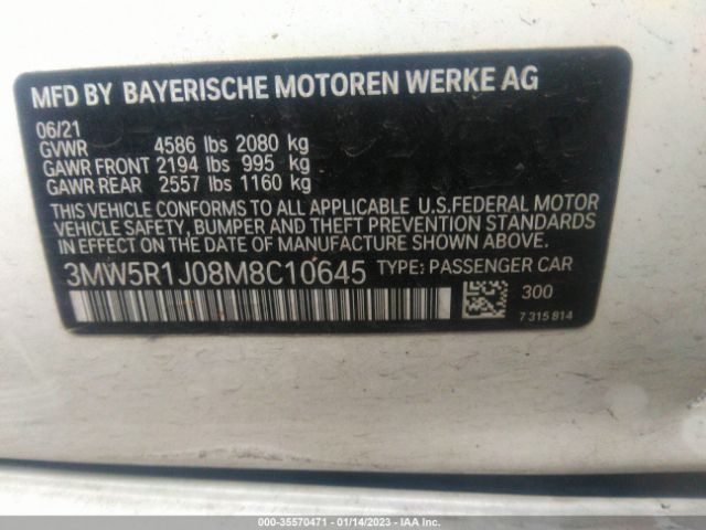 3MW5R1J08M8C10645 BMW 3 Series 330i