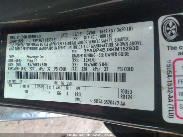 2019 Ford Fiesta, VIN: 3FADP4EJ8KM152930
