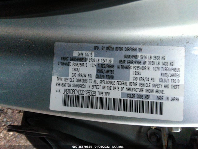 2016 Mazda CX-9, VIN: JM3TCBCY0G0126328