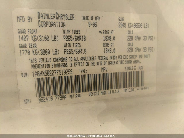 1A8HX58227F510299 Chrysler Aspen Limited