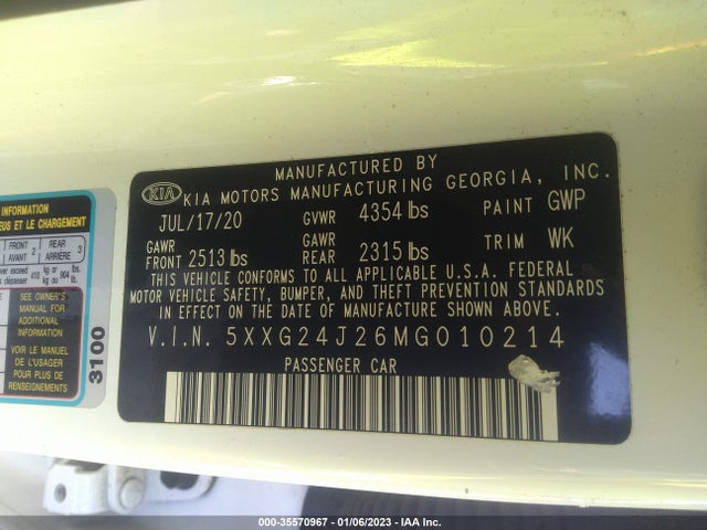 KIA K5 LX 2021 5XXG24J26MG010214 Image 10