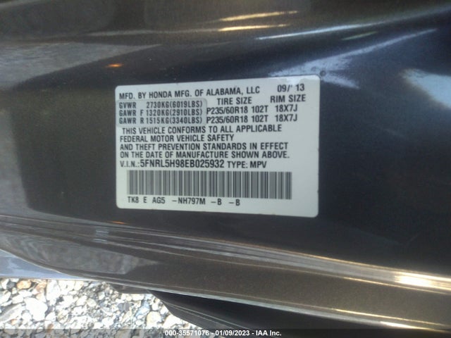 Honda Odyssey Touring 2014 5FNRL5H98EB025932 Image 14