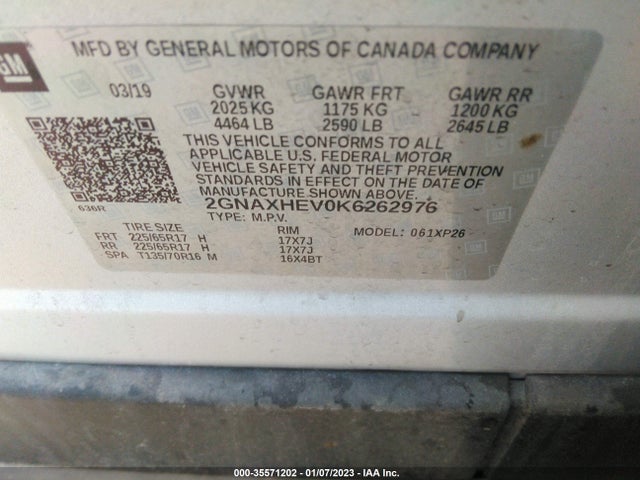 Chevrolet EQUINOX LS 2019 2GNAXHEV0K6262976 Image 10