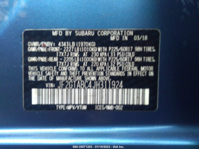 2018 Subaru Crosstrek, VIN: JF2GTABC4JH311924