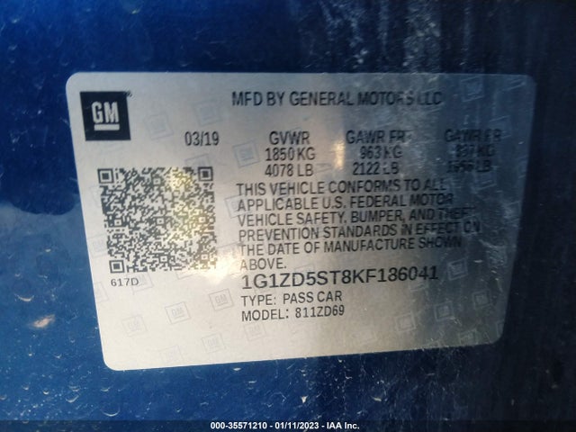 Chevrolet MALIBU LT 2019 1G1ZD5ST8KF186041 Image 9