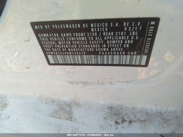 3VW2B7AJ4HM330278 Volkswagen Jetta 1.4t S