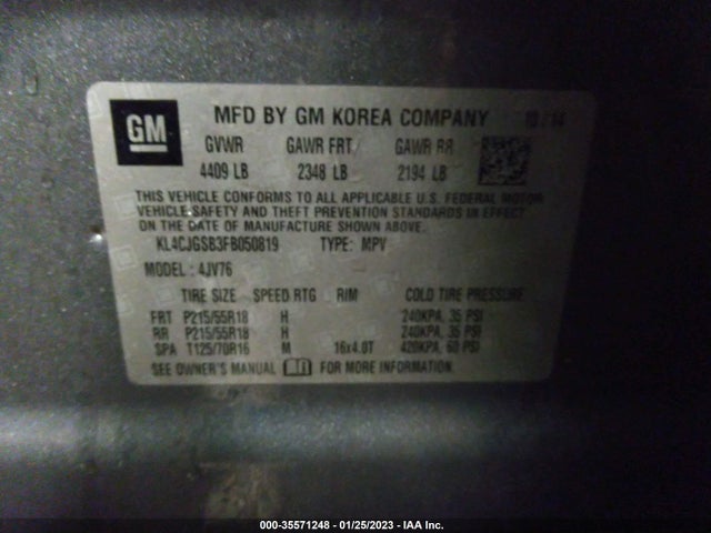 2015 Buick Encore, VIN: KL4CJGSB3FB050819
