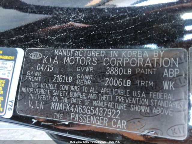 KNAFK4A63G5437922 KIA FORTE LX