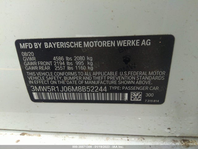 BMW 3 Series 330i 2021 аукцион фото